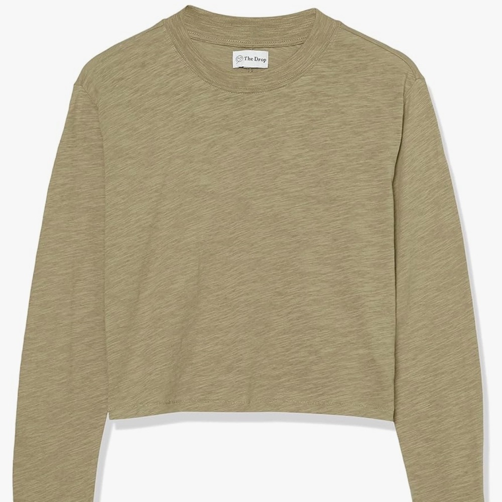 The Drop Long Sleeve Cropped Crewneck Tee